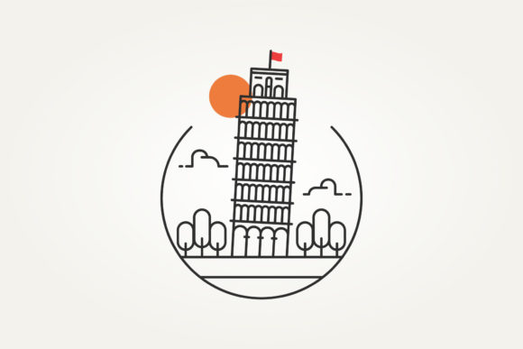Download Pisa Tower Logo Icon Line Art Minimalist - Premium Resources