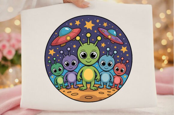 Download Cute Cartoon Aliens and UFOs in Space - Alien Collection