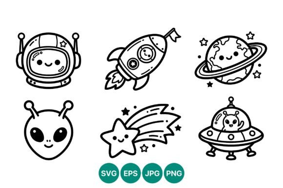 Download Cute Space Rocket and Alien Vector Art - Alien Collection